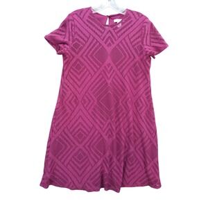 London Times‎ Purple Lace Overlay Dress Geometric Pattern Women's Size 12